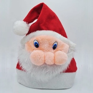 Christmas Santa Claus Face Hat Plush Non-Woven Festive Party Decoration Hat For Adults Kids Cartoon Cute Xmas Accessory