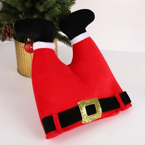 Décoration suspendue jambes de Père Noël inversées en peluche pour fête de Noël festive