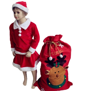 Ensemble costume Noël enfant extra large avec bonnet, jupe en velours et sac renne cadeau