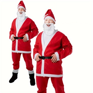 5-piece Santa Claus costume for kids with jacket, pants, hat, belt and beard for parties
