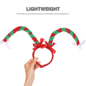 Christmas striped headband with red bow for holiday party festive hair decoration