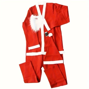 5-piece non-woven Santa Claus costume set for kids including jacket, pants, hat, and beard