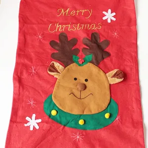 Grand sac cadeau de Noël rouge avec renne en 3D et broderie dorée Joyeux Noël de haute qualité