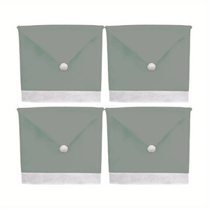 Set of four grey-green and white felt Christmas chair covers in envelope-style design