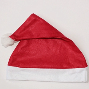 Classic red Santa hat with white plush trim and pompom for adults and children's parties