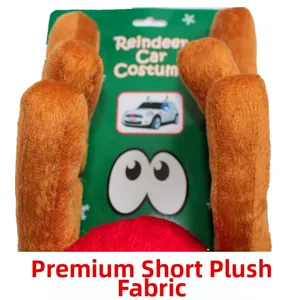 Detail of reindeer car costume made of high-quality short plush fabric with red nose