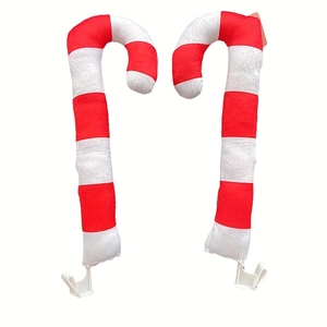 Christmas car decoration set with plush candy canes and antlers for festive vehicle styling