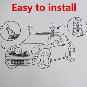 Christmas reindeer antlers and red nose car decoration kit for holiday vehicle styling