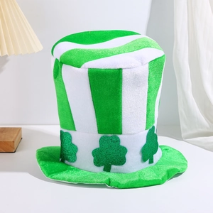 St Patrick's Day Striped Velvet Top Hat With Glitter Shamrock Sequin Costume Party Hat For Adults Women Men