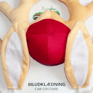 Christmas car reindeer antler decoration set with plush brown antlers and a red nose