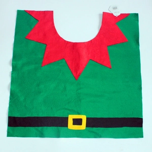 Christmas elf toilet cover set with green felt and red collar holiday decorations