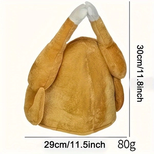 Plush turkey hat for Thanksgiving with LED lights, measures 30cm by 29cm, weights 80g