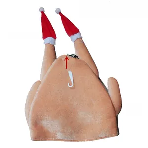 Detailed back view of LED turkey hat showing the power switch and hanging hook feature