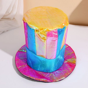Colorful laser metallic circus top hat for Halloween cosplay party clown costumes