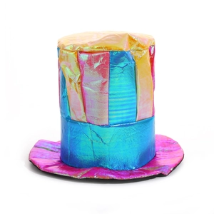Rainbow metallic top hat for clown cosplay and Halloween party decorations