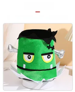 Detail of Frankenstein felt bucket for St. Patrick's Day with green fabric and silver bolts