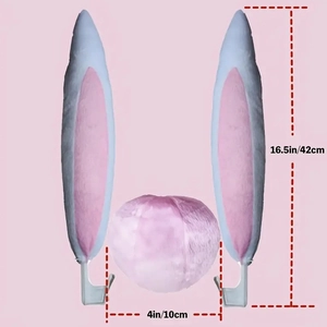 Plush grey and pink bunny ears for car Christmas decoration with mounting brackets