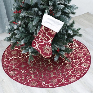 Rote 90cm Weihnachtsbaumdecke und Strumpf-Set mit goldenen geometrischen Mustern