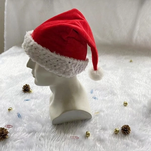 Classic Red White Christmas Hat With Silver Sequins Plush Trim Festive Holiday Headwear For Adult Kids Party Decor