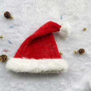 Thickened Christmas Hat With Gold Silk Plush Santa Hat For Holiday Party Adult Red White Gold Thread Xmas Hat Gift