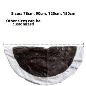 Jupe de sapin de Noël grise avec bordure en peluche blanche et broderie élégante