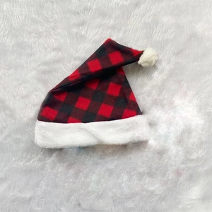Classic Buffalo Plaid Christmas Hat Soft Fabric Red And Black Lattice Santa Hat Set For Holiday Party Festive Decorations
