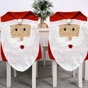 Christmas Santa Claus Chair Cover Non-Woven Fabric Dining Chair Back Cover Festive Holiday Party Home Table Decorations