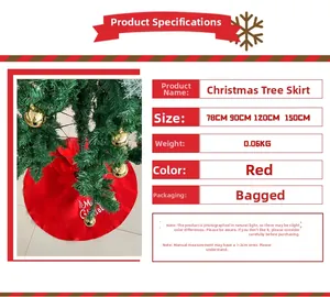 Detailed size specifications for red Merry Christmas tree skirt decorations