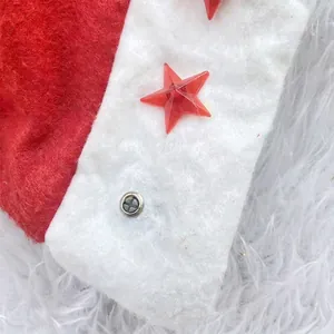 Red festive Santa hat with glowing LED star and push-button light control function