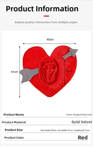 Detailed size specifications for the red heart plush hat with cupid arrow for parties