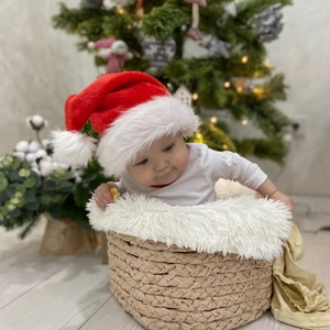 Classic Red Christmas Hat With Large White Plush Ball Thick Soft Short Plush Santa Hat For Xmas Holiday New Year Party Decoration Adults
