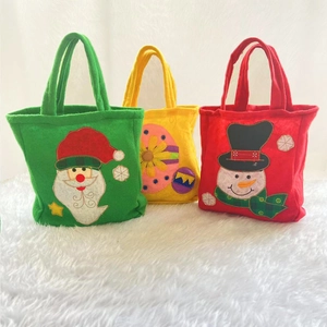 Christmas Felt Gift Bag Santa Snowman Bear Pattern Candy Treat Bag For Holiday Party Home Decoration