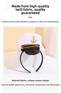 Detailed macro view of sailor captain headband showing premium twill fabric texture