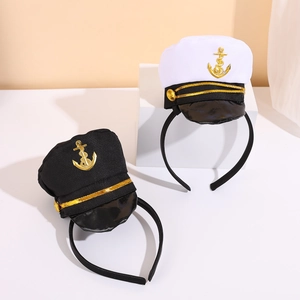 Sailor Captain Hat Headband Nautical Anchor Cosplay Costume Party Accessory Halloween Christmas Miniature Hat Headwear