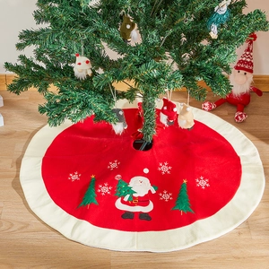 Embroidered Fabric Christmas Tree Skirt Santa Claus Christmas Tree Snowflake Pattern For Holiday Home Party Decoration