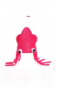 Pink velvet squid hat detail showing the soft gold velvet material and inner lining