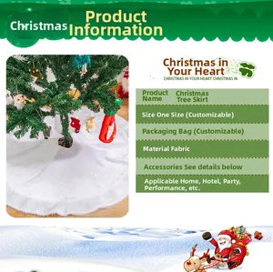 Detailed view of white plush faux fur Christmas tree skirt for holiday home decorations