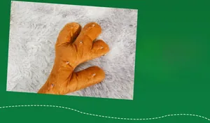 Dettaglio delle corna di renna in peluche per decorazione auto natalizia marrone scuro