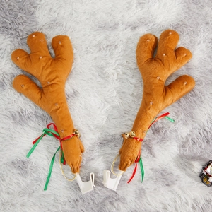Decorazione a LED per Auto con Corna di Natale Con Campanelli Nastri Peluche Corna di Renna per Veicolo Ornamento Natalizio