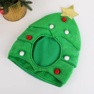 Glitter Green Christmas Tree Hat Funny Velvet Costume Hat With Gold Star Pom Poms For Holiday Party Celebration Dress Up
