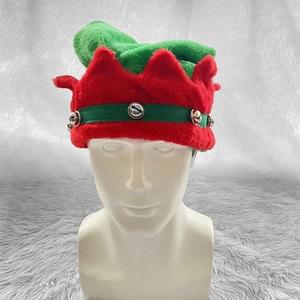 Festive Christmas Elf Hat With Metal Bells Red Green Plush Holiday Party Costume Hat For Adults Kids Xmas Decoration