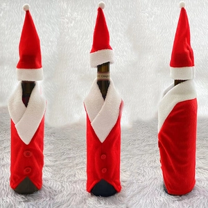 Christmas Wine Bottle Cover Decoration Red Wine Bottle Clothes And Hat Button Design Festive Holiday Home Party Decor Ornament