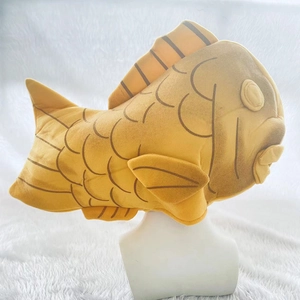 Creative plush yellow sea bream fish hat for party props and photography decoration
