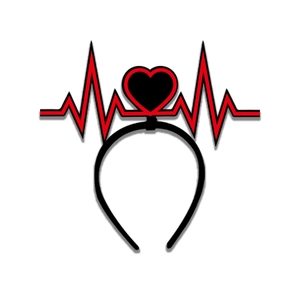 Serre-tête de la Saint-Valentin avec cœur rouge et ligne EKG sur cadre noir