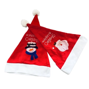 Christmas hats set featuring Santa Claus and snowman patterns with Merry Christmas text