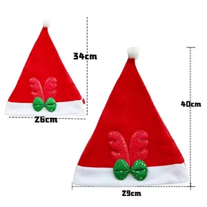 Christmas reindeer hat with sequins and size comparison for adults and children