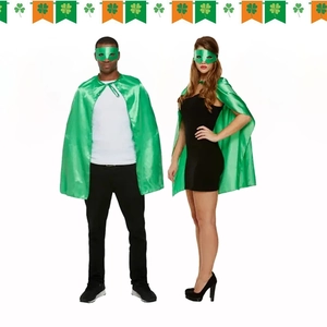 Cape Verte de la Saint-Patrick pour Adultes Accessoire de Déguisement en Taffetas de Polyester Fini Satin Brillant pour Fête