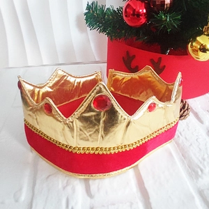 Couronne de roi dorée avec velours rouge et gemmes pour fête de théâtre et anniversaire
