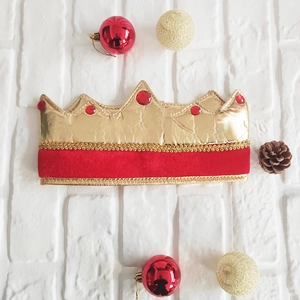 Corona real dorada con terciopelo rojo y gemas para teatro y fiestas de disfraces