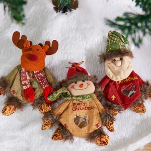 Three-piece Christmas gift bag set with Santa, Snowman and Reindeer cartoon designs